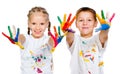 Kids with Ã¢â¬â¹Ã¢â¬â¹hands in paint Royalty Free Stock Photo
